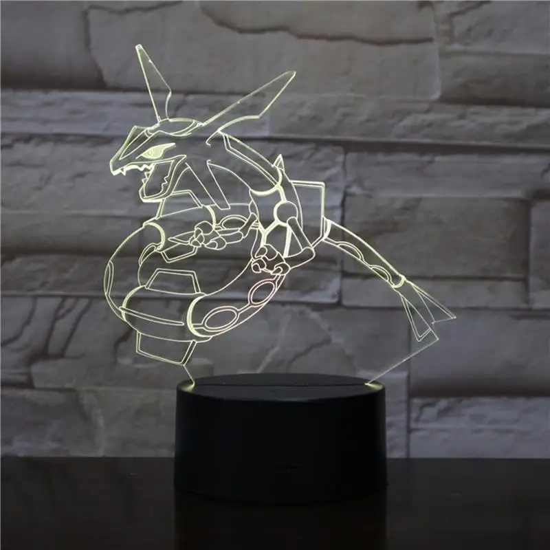 Мультфильм 3D лампа покемон игры фигурки Rayquaza ночной Светильник СВЕТОДИОДНЫЙ многоцветный детский подарок мальчик малыш игрушка Праздник Вечеринка светильник ing