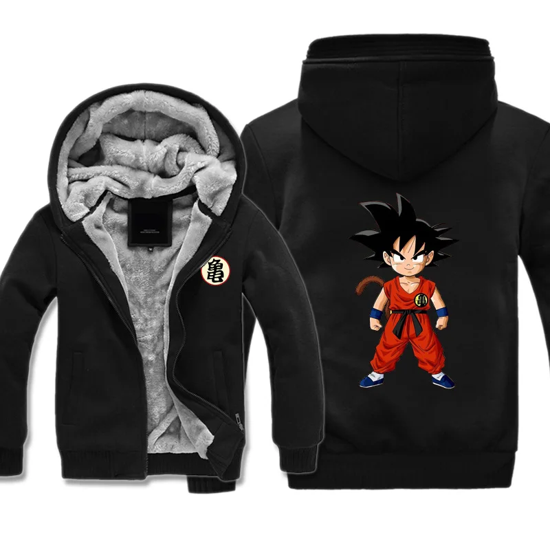 Dropshiping Dragon Ball зимняя Толстовка утепленная куртка унисекс шерстяная подкладка