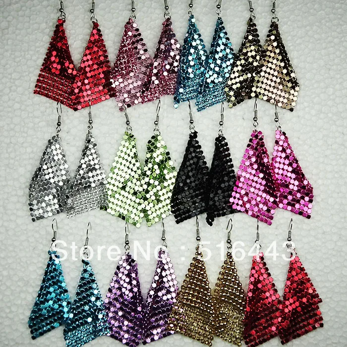

Charms 20Pairs Mix Color Copper Sequins Drop Earrings for Women Wholesale Fashion Jewelry A-420