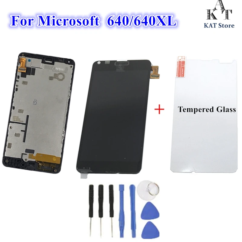 

Сенсорный ЖК-дисплей для NOKIA Microsoft Lumia 640XL, сменный экран с рамкой для Lumia 640 640XL + закаленное стекло + инструменты, 1 шт.