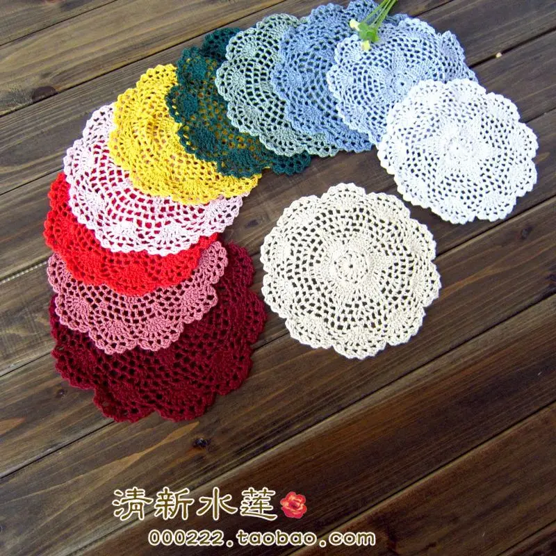 20 cm 10 pcs Handmade Crocheted Cotton Table Decoration Cloth Home Coffee Mats Cup Mug Pads Coaster Kitchen Dining Bar Accessory | Дом и сад