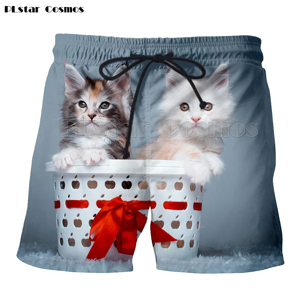 

Men women Quick Dry Summer Beach Board Shorts Funny 3D Cat Boardshorts Beach Wear Men Casual Hip Hop Short Pants with Pockets