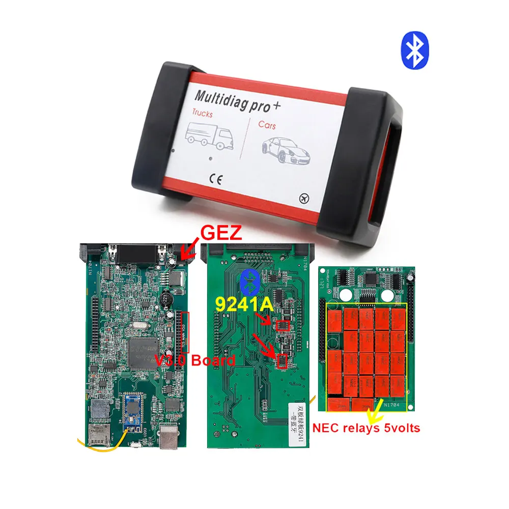 10 шт. CDP TCS cdp pro Double Green V3.0 плата Bluetooth. R3 программное обеспечение OBD II сканер автомобили Грузовики OBD2 диагностический инструмент - Цвет: Multidiag Bluetooth