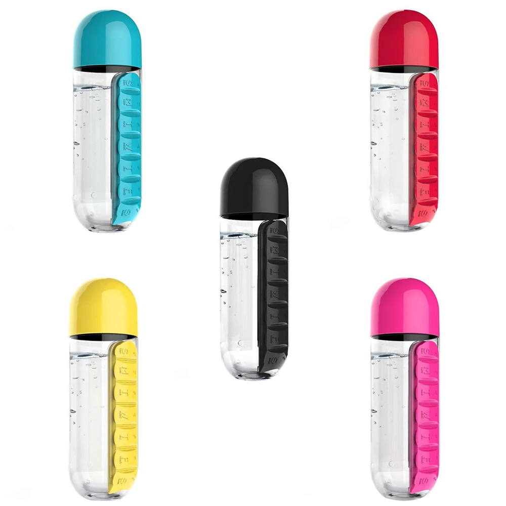 5 цветов Портативный 600 мл стакан для воды бутылка таблетки контейнер под элемент