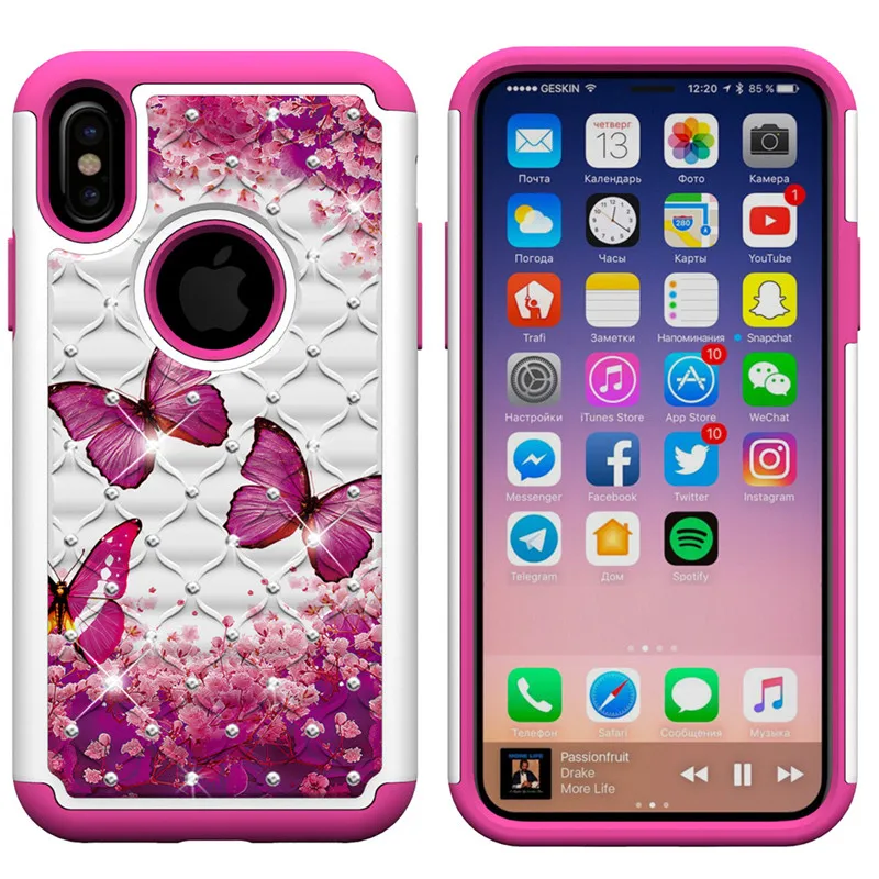 ZEALLION для Apple iPhone 6 6s 7 8 Plus X XR XS Max Блестящий Алмазный Гибридный ПК и Силиконовый