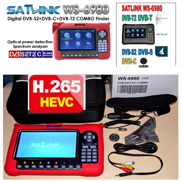 Satlink ws-6980 комбинированный поиск satlink ws6980 DVB-S2/C+ DVB-T2 комбинированный оптический детектор спектра спутниковый искатель