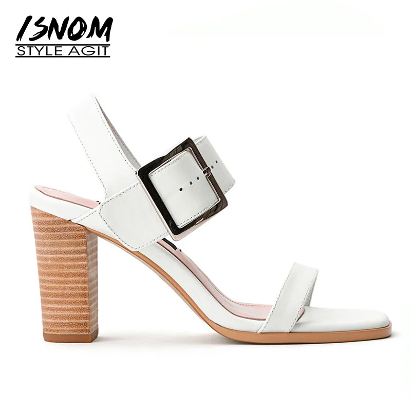 Женские босоножки на высоком каблуке ISNOM Летние Босоножки с открытым носком