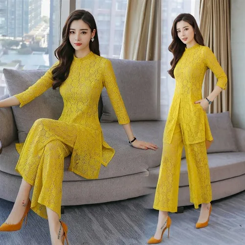 Женский офисный комплект из 2 предметов элегантный кружевной для женщин