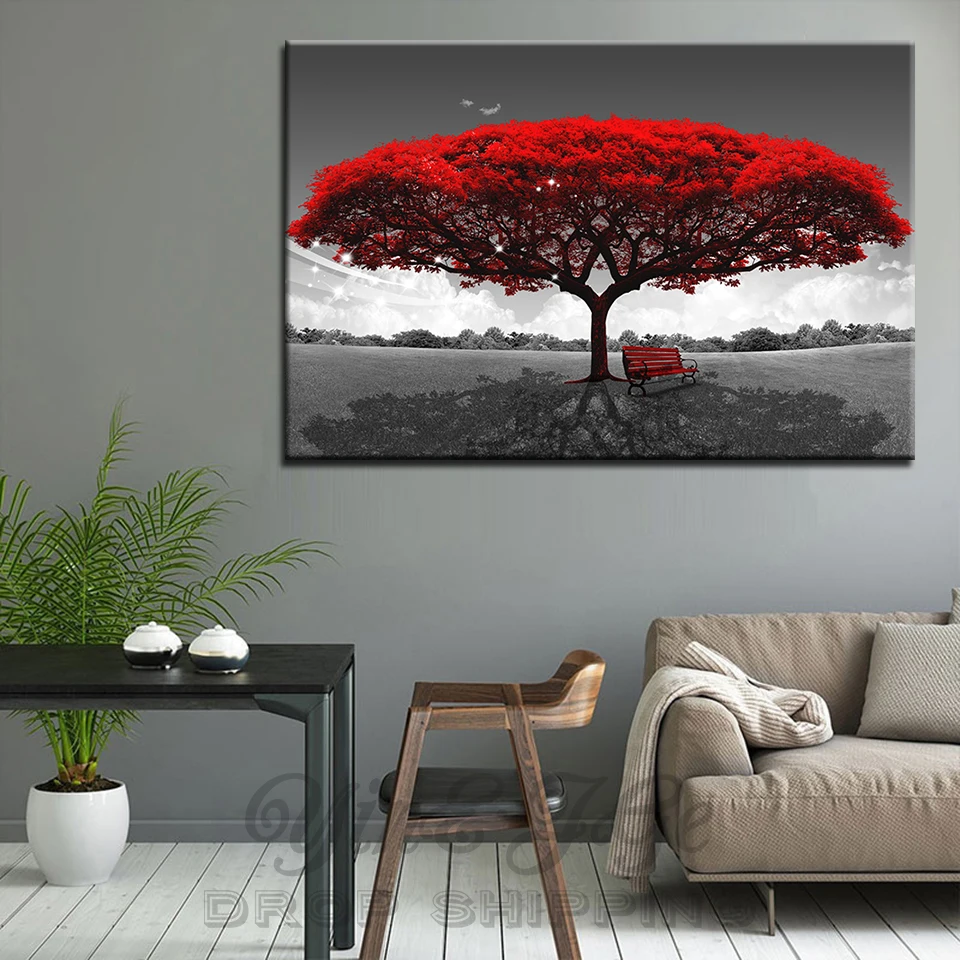 Модульные картины HD принты поп 1 шт. красное дерево декоративные на холсте