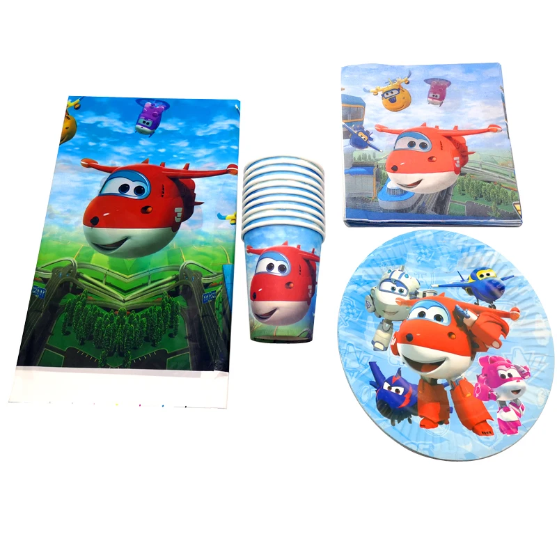61 шт. спрос среди детей скатерть Superwings тема детские салфетки Superwings украсить посуду с днем рождения чашки таблички