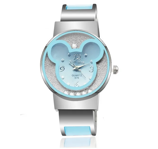 New Fashion Mickey Bracelet Watches Women dress Analog Girl Cute rolling Rhinestone wristwatches 2015 Ladies Casual Quartz watch | Наручные