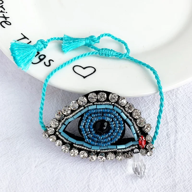 Регулируемый Злой Глаз сердце браслет MIYUKI браслет Pulseras Mujer Винтаж ручной работы хрустальные браслеты с кисточкой для женщин ювелирные изделия