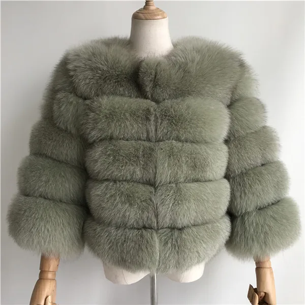 Light green Шуба из натурального Лисьего меха женская зимняя куртка из натурального меха Верхняя одежда Пальто Короткое из натурального Лисьего меха шуба из натурального Лисьего меха s для женщин - Цвет: Light green