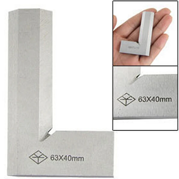 Stainless Steel 63 x 40mm Bladed L Angle Try Square Measure Ruler |