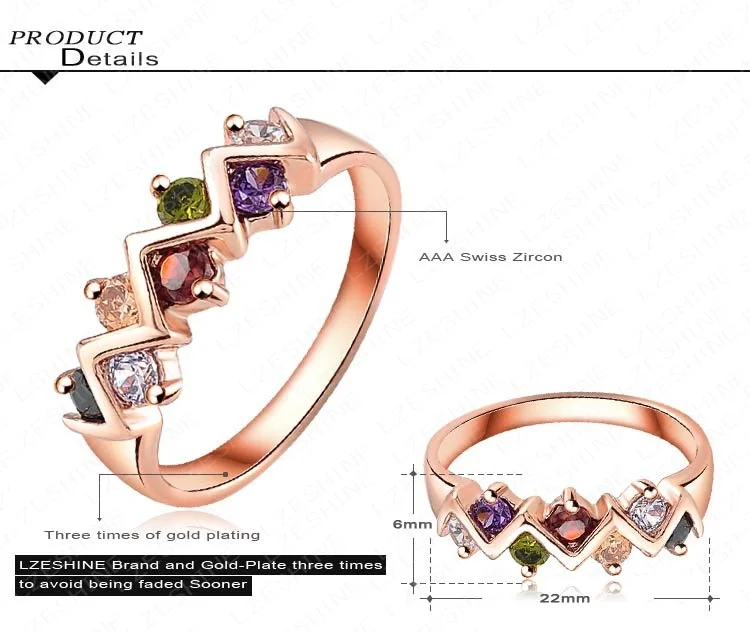 2014 Limited Classic Women Prong Setting Engagement New Color Ring 18k Rose Gold/platinum Plating Genuine Zircon Jewelry Ric0032 |