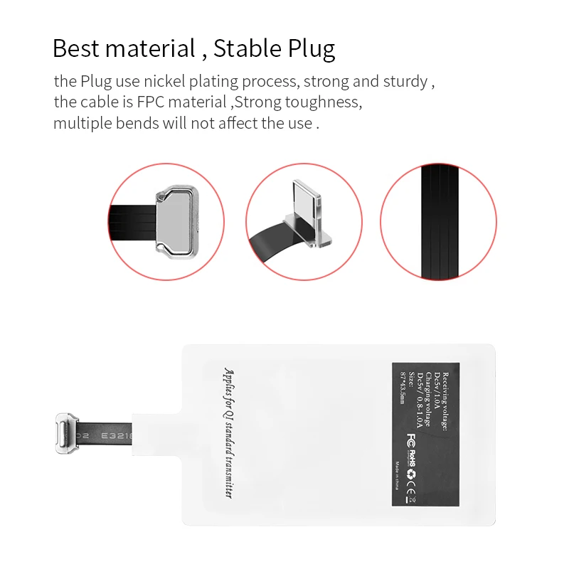 HOCO Беспроводное зарядное устройство приемник для iPhone 5/5S/6/6s Plus/7 QI адаптер USB Type-c