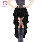 Юбка женская черная Асимметричная в стиле стимпанк, длинная в викторианском стиле с оборками, одежда в готическом стиле, 6XL