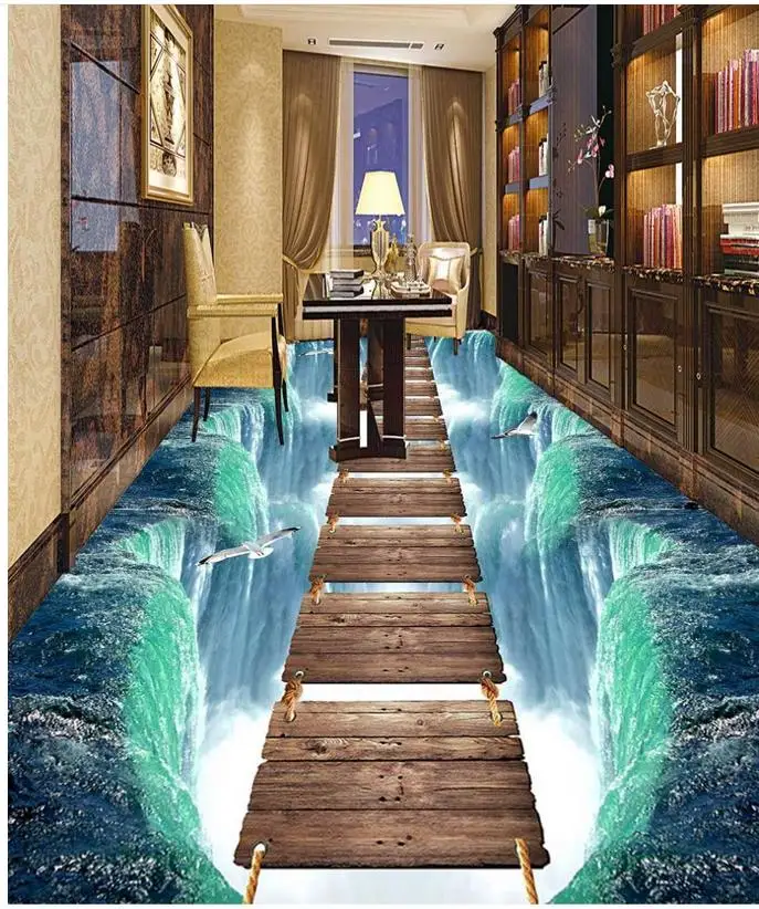 3d Пол водопад дорожка ванная комната гостиная 3D пол ПВХ обои живопись обои|painting