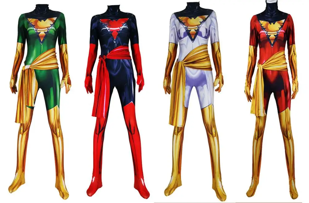 

Dark Phoenix Cosplay costume X-Men Phoenix Superhero Bodysuit 3D Printting Lycra Spandex Zentai Halloween Party suit