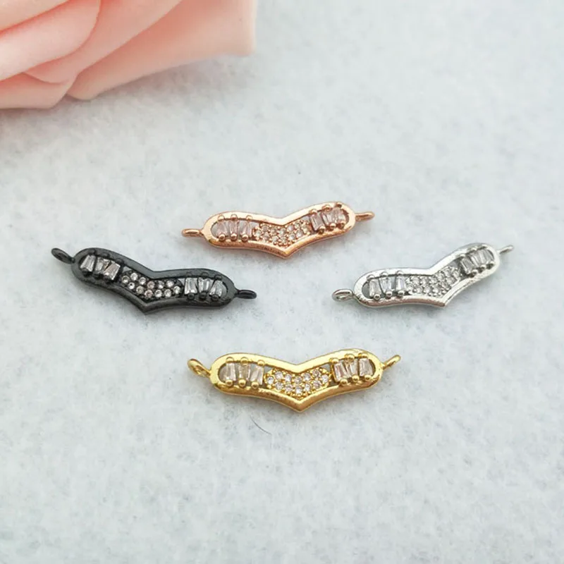 

10 Pieces CZ zircon Micro Pave heart shape Connector Double Bails Beads Charm for DIY Bracelet necklace Jewelry Finding CT414