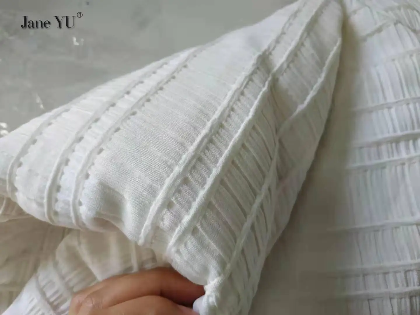 JaneYU скрученный хлопок и лен трехмерный жаккардовый челнок полосатая рубашка