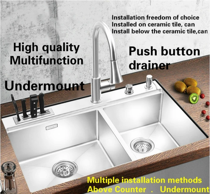 Бесплатная доставка кухонный кран ручная раковина двойной паз роскошный