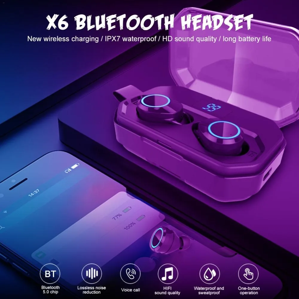SZILBZ X6 Pro TWS беспроводные наушники 4000 мАч Внешний аккумулятор Bluetooth 5,0 водонепроницаемые спортивные наушники с Tws наушниками