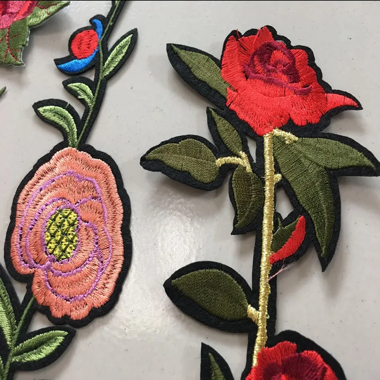 19 шт. без Повторите Красная роза цветок патч Вышивка аппликация Утюг пришить