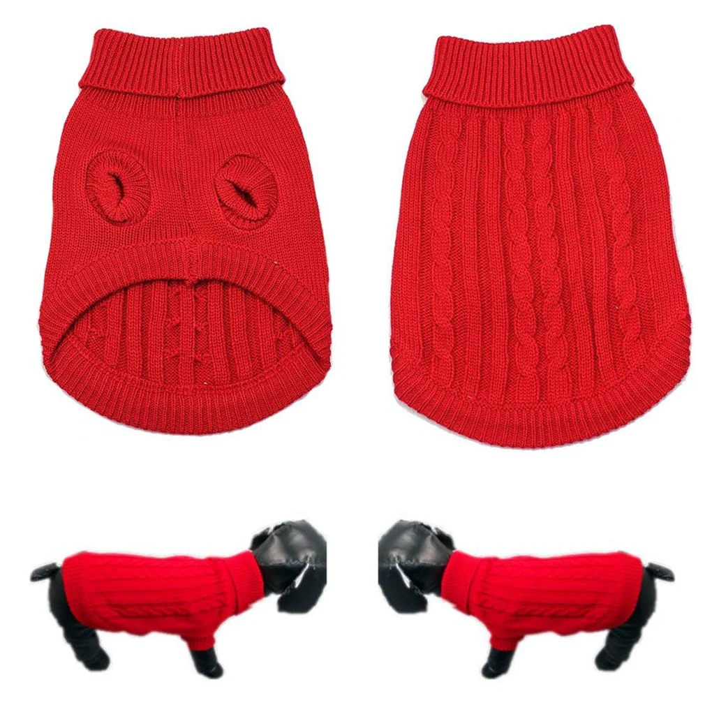 Трикотажное пальто на собаку для питомца куртка зимняя одежда сплошной Цвет