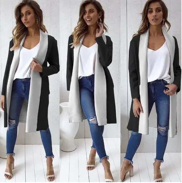 

Vintage Femmes Long Manteau De Laine Patchwork Veste de Femmes De Mode Unique Poitrine Cachemire Manteau et Veste