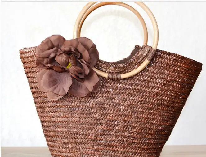 Ротанговая соломенная Цветочная сумка женская Клубничная пляжная | Багаж и сумки