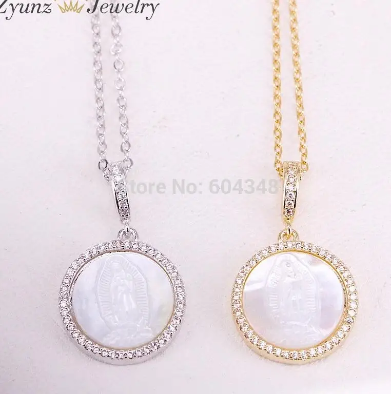Style B Necklace 5 нитей ZYZ323-8778 кубического циркония микро проложить Шарм, Мэри/Иисуса оболочки кулон с cz подвеска ожерелье бижутерия - Окраска металла: Style B Necklace