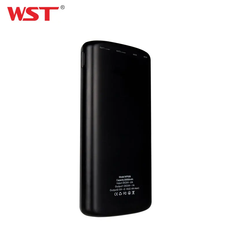 Оригинальный внешний аккумулятор WST емкостью 20000 мАч с двумя USB портами большой