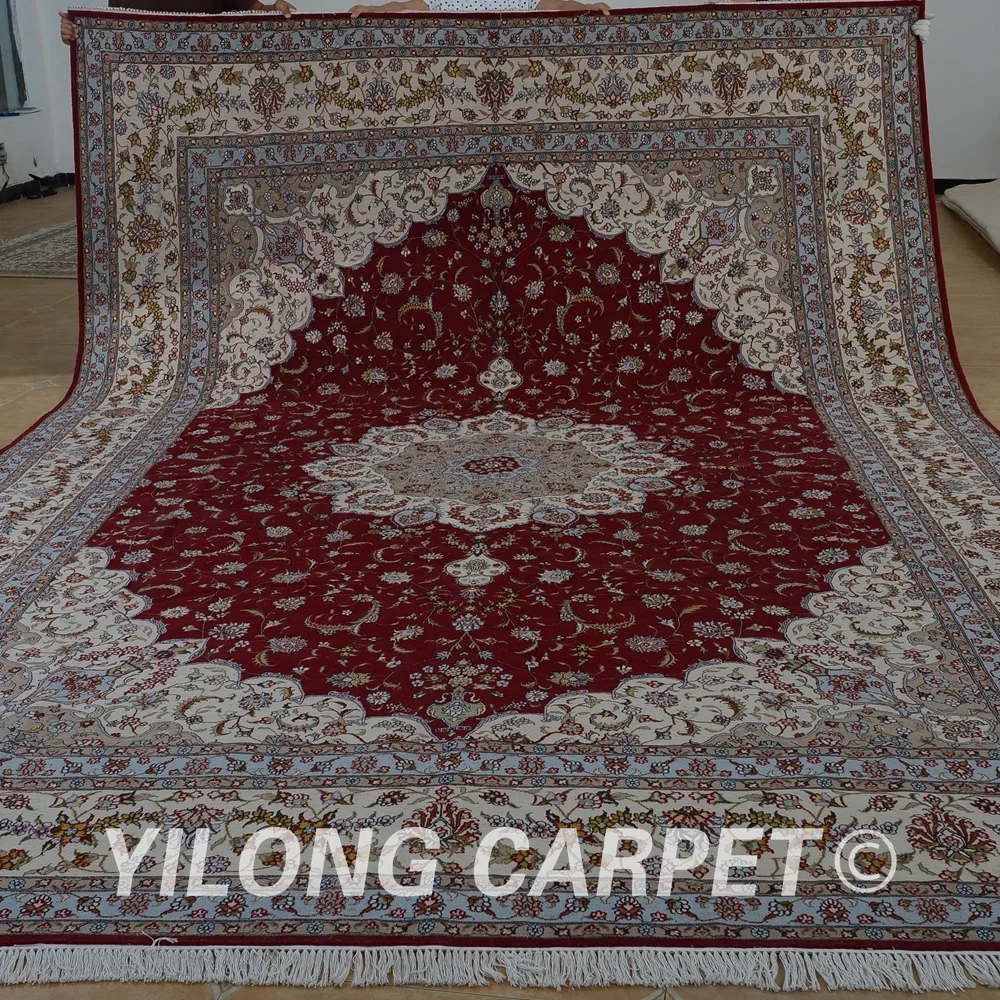 Yilong 10'x14' ручные шерстяные коврики красный ручной работы Изысканный