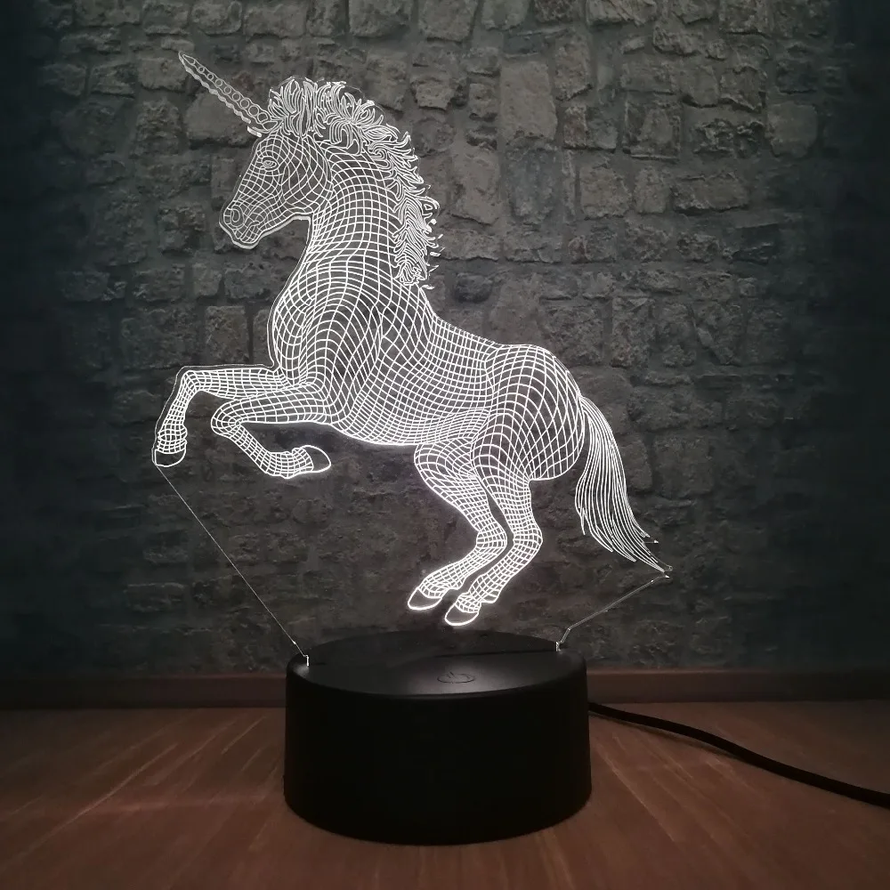 Животные прекрасный единорог светодиодный 3d-ночник многоцветный мультфильм бумажный фонарик USB зарядка Рождество декоративные Игрушки для маленьких девочек подарок