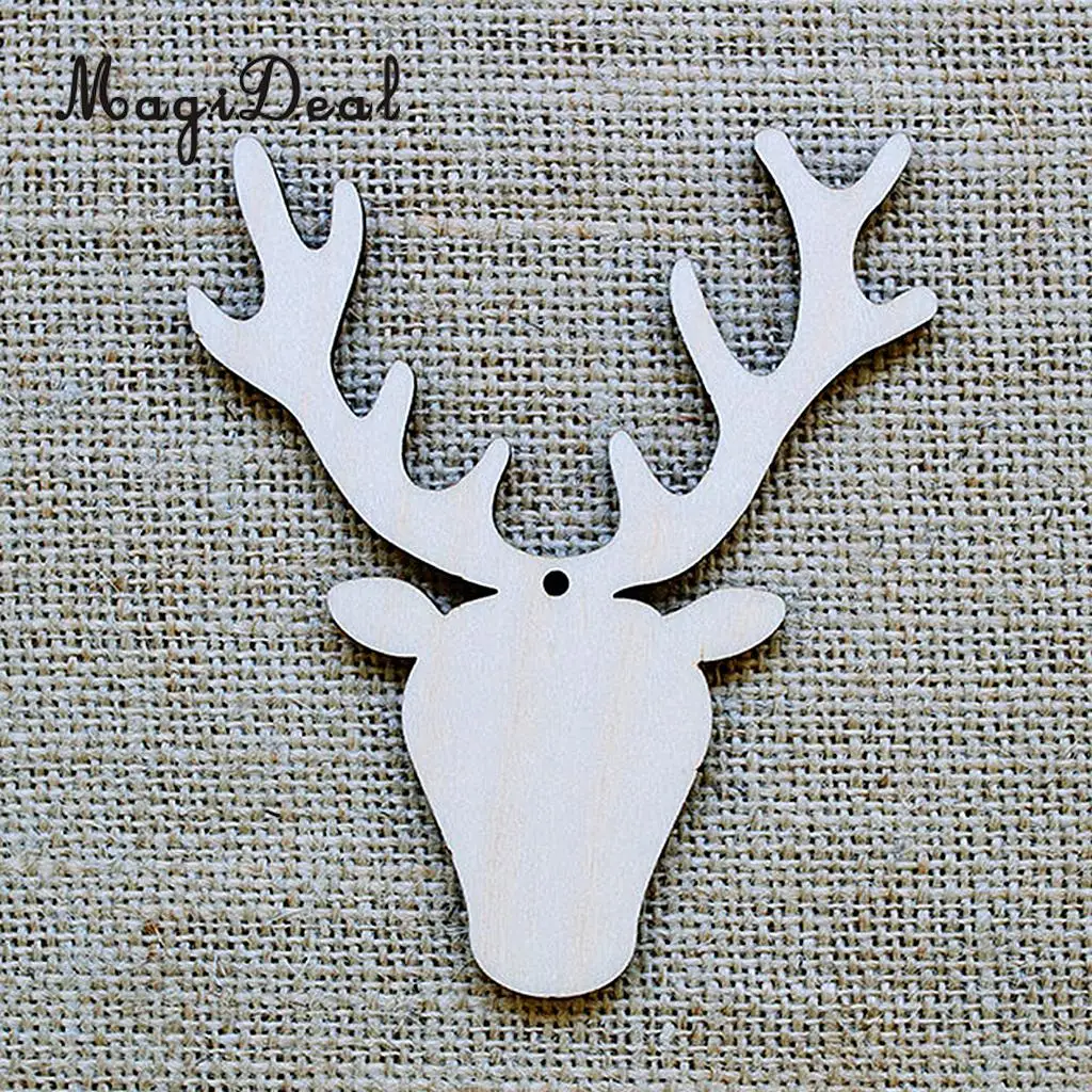 10 штук пустые рождественские головы оленя с джутовыми веревками деревянные