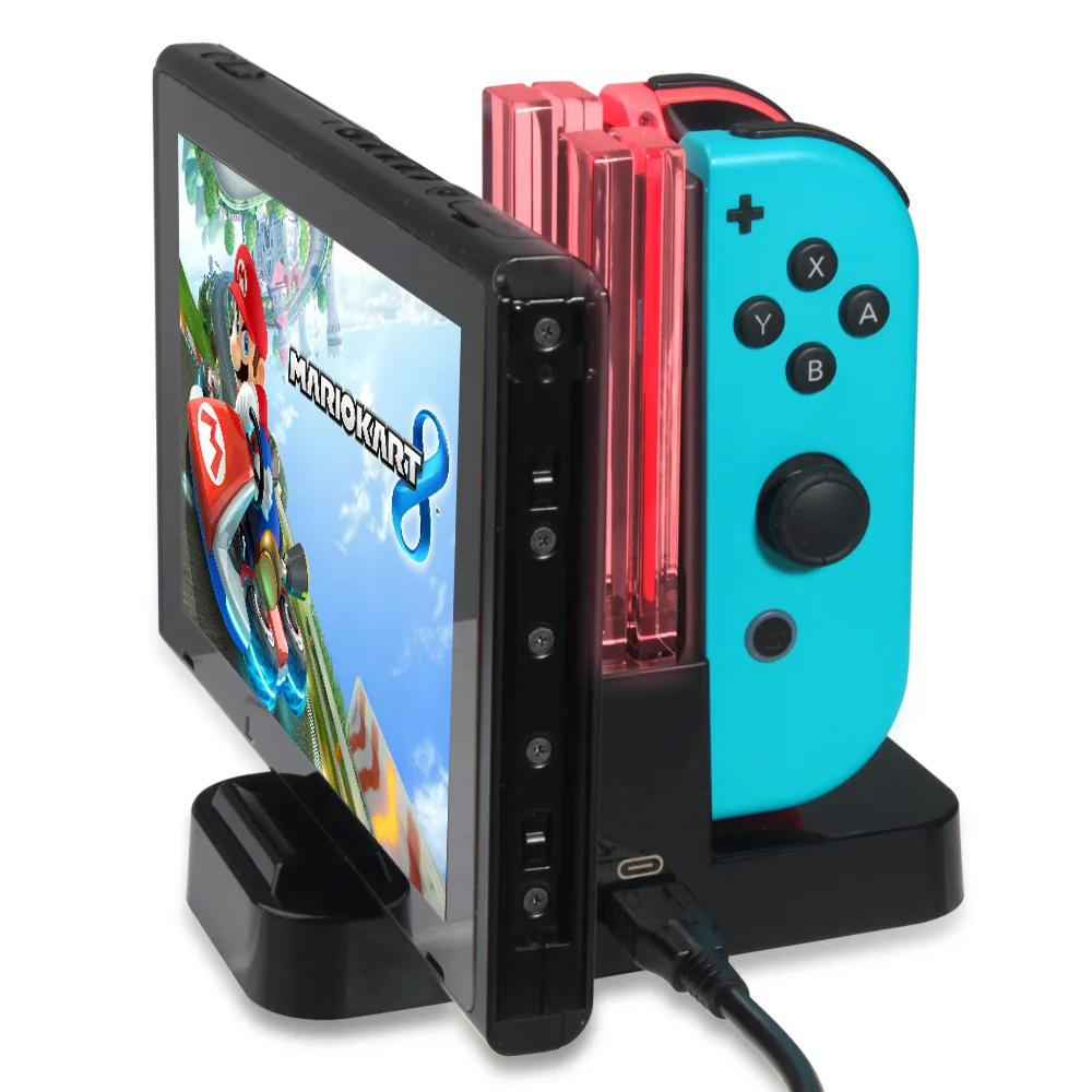 Зарядная док станция Joy Con Pro 4 в 1 USB геймпад подставка зарядное устройство типа C