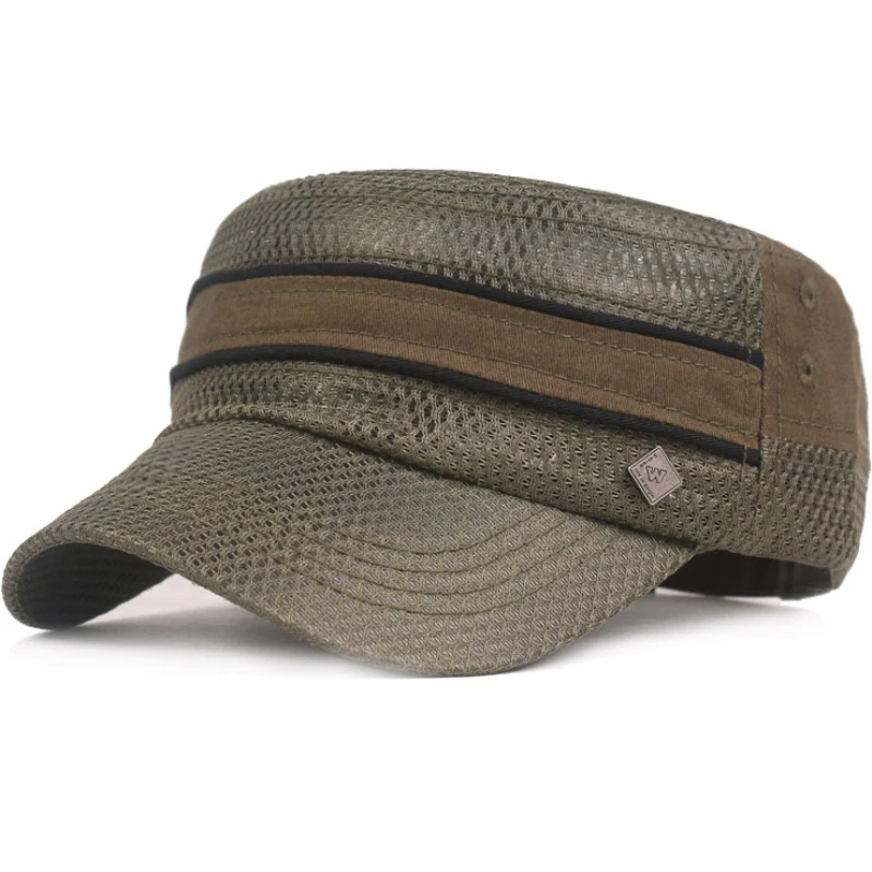 HT2465 мужская летняя кепка от солнца дышащая сетчатая шляпа регулируемая плоская