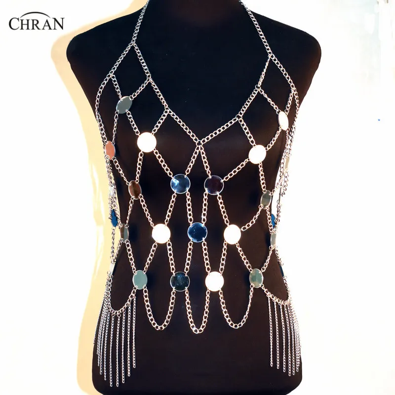 Кроп топ Chran Luxe Mirror Perspex регулируемое ожерелье диско бандо Бралетт сексуальное бикини купальник платье для