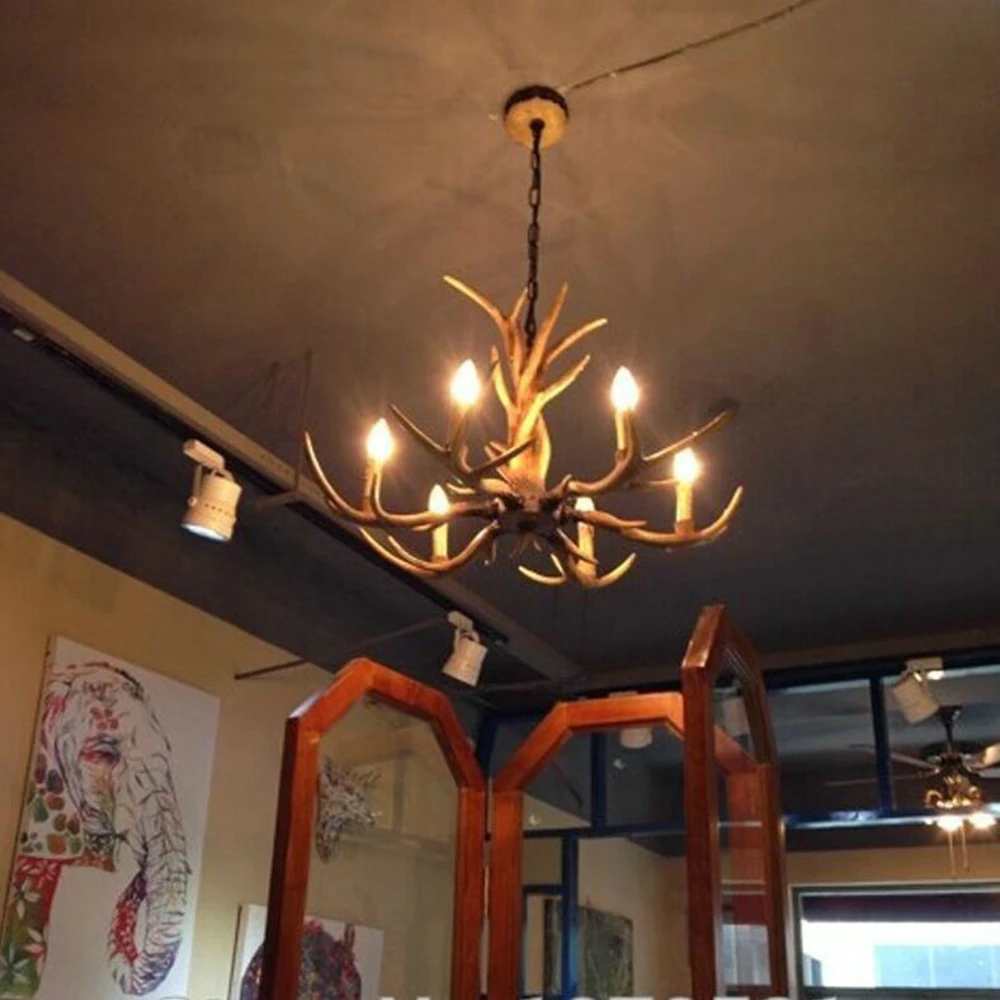 2017 в Европу страна 6 головок свеча рог люстра американском стиле ретро из смолы