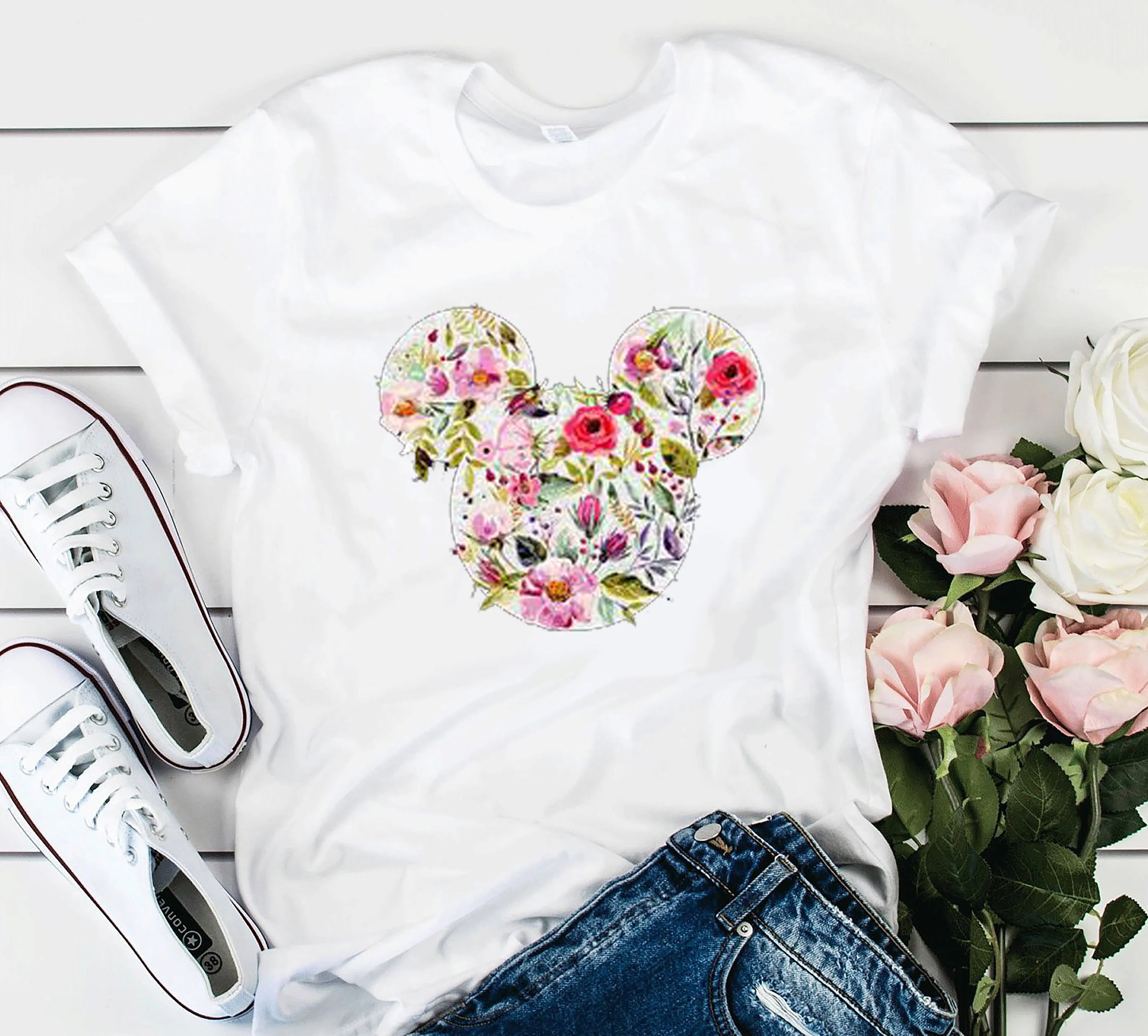 Женская футболка с рисунком Минни Маус Микки милая для девочек топы путешествий