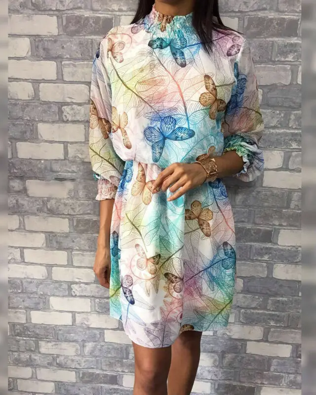 Женское летнее Короткое мини платье в стиле бохо с рукавом три четверти вечернее