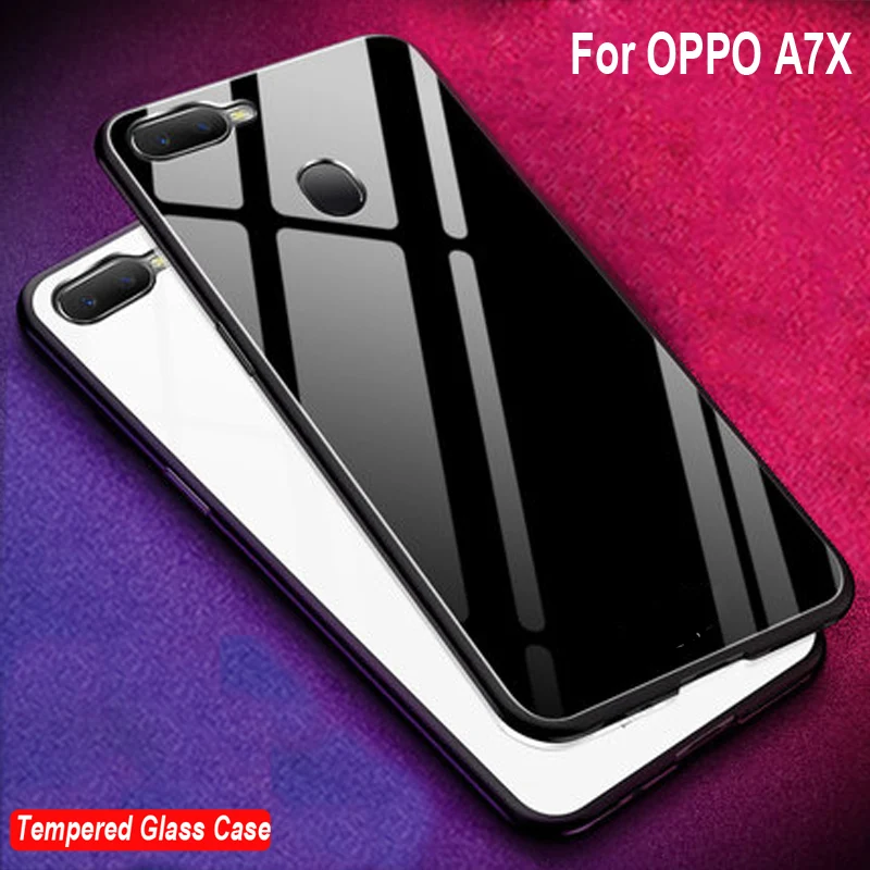 Чехол из закаленного стекла для OPPO A7X a7x, задняя крышка с градиентом цвета для OPPO A 7X, мягкий силиконовый чехол для телефона s OPPOA7X, оболочка