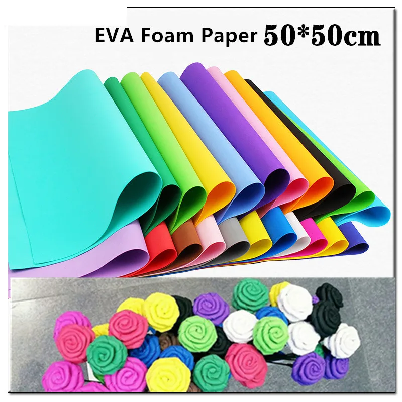 10pcs 50*50cm EVA Foam Paper Handmade Foam Sheets Sponge Paper DIY Handcraft Flowers Materials Kindergarten Rubber Paper