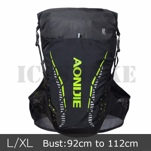 LXL Black Green AONIJIE 18L рюкзак для занятий спортом на открытом воздухе, сумка для бега, жилет для гидратации, сумка для марафона, велоспорта, пешего туризма, бега для 2L водяного пузыря - Цвет: LXL Black Green