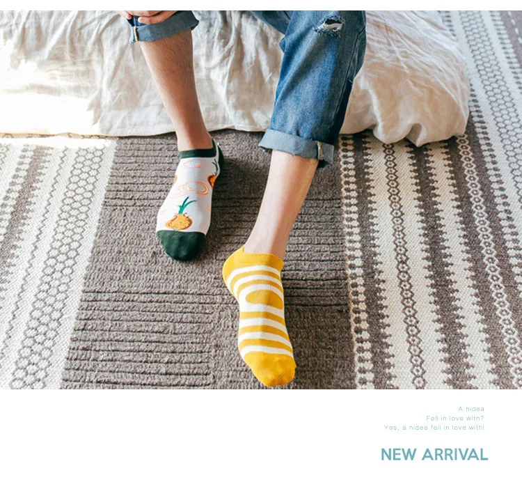 Асимметричные носки до лодыжки с фруктами и фруктами короткие забавные хлопковые носки унисекс для женщин и мужчин Летние повседневные пропускающие воздух короткие носки