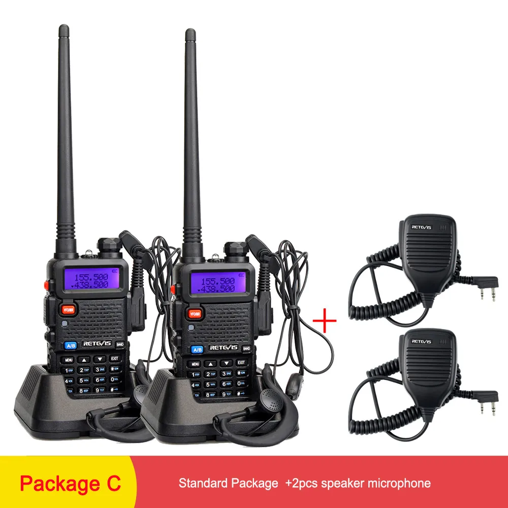 2 шт. RETEVIS RT5R портативная рация 5 Вт VHF UHF Двухдиапазонная двухсторонняя радиосвязь радиостанции VOX FM трансивер Рации - Цвет: Package C