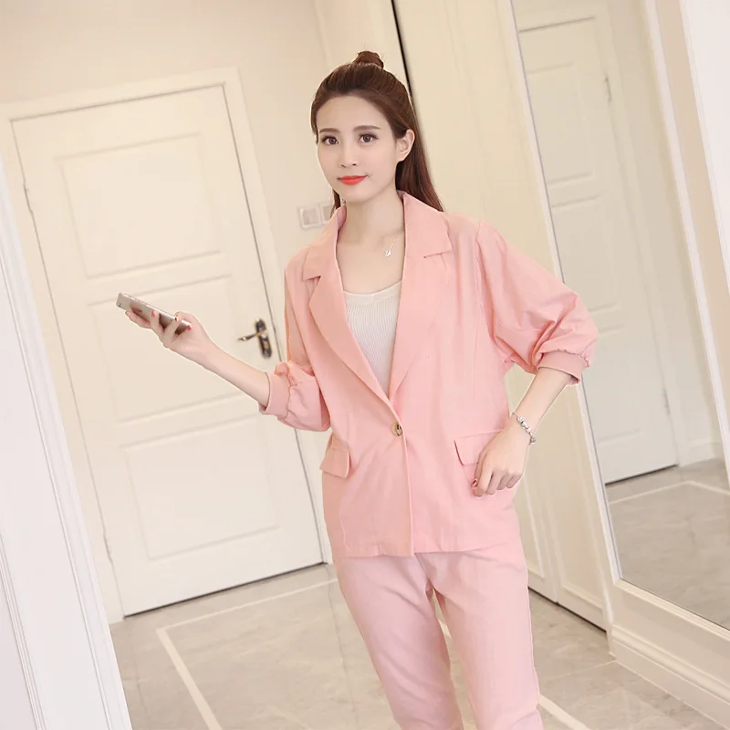 Профессиональный женский костюм с длинными рукавами и брюки Модный Тонкий