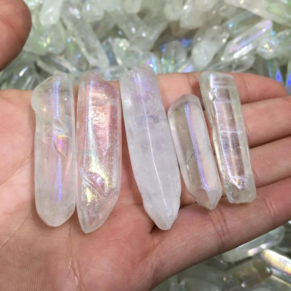 5 шт. Прямая поставка натуральный белый титановый кварцевый кристалл aura камень