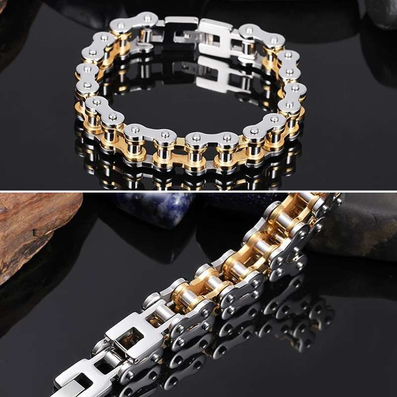 Мужские байкерские браслеты Панк цепь Байкерский велосипед никогда не выцветает